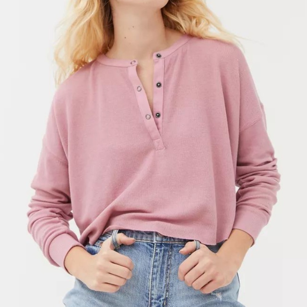 UO Out From Under Emmy Henley Pink Top